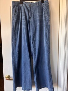 Ag Adriano Goldschmied Jeans The Stella Low Slung Palazzo Jean In Dune